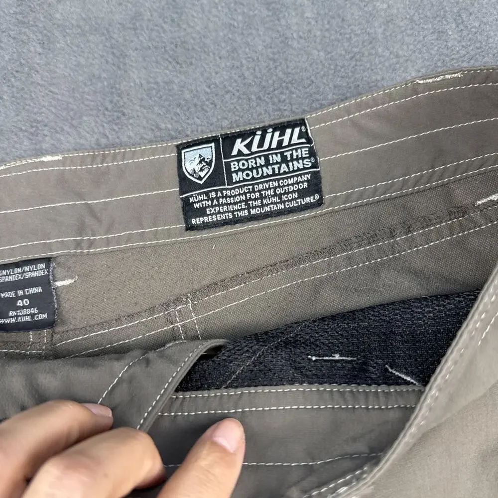 Kuhl Shorts Mens 40 Brown Tan Hiking Camping Chino Outdoor Italian Snap